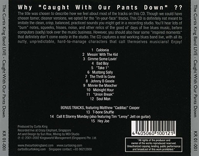 curtis king band cd caught with our pants down tray