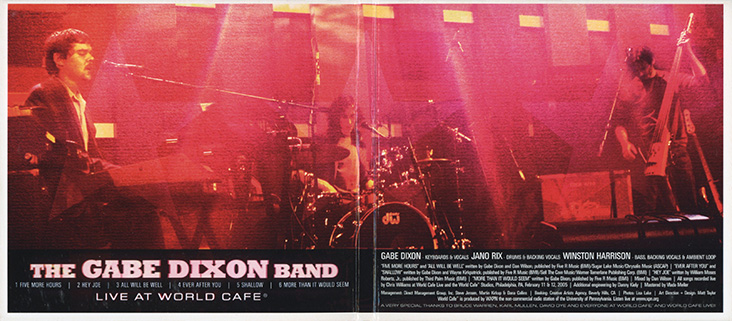 Gabe Dixon Band CD Live at World Cafe cover in