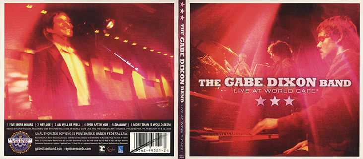 Gabe Dixon Band CD Live at World Cafe cover out
