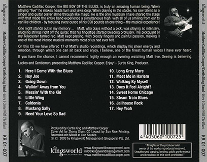 matthew cadillac cooper cd here I come with the blues tray
