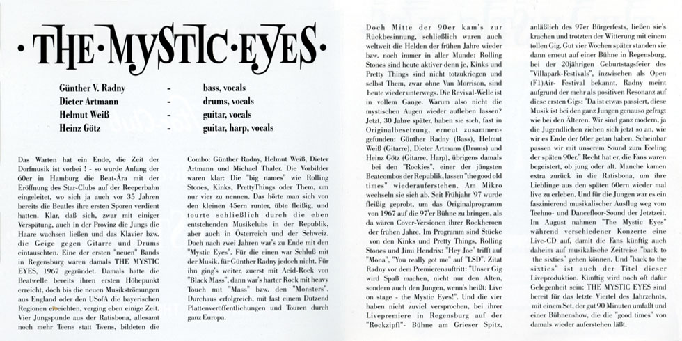 mystic eyes cd back to the sixties cover in