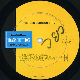 ron johnson trio lp jazz label 1