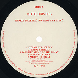 
mute drivers lp stop or i'll scream label 1