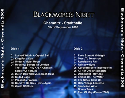 blackmore's night 2008 09 05 stadthalle chemnitz germany tray