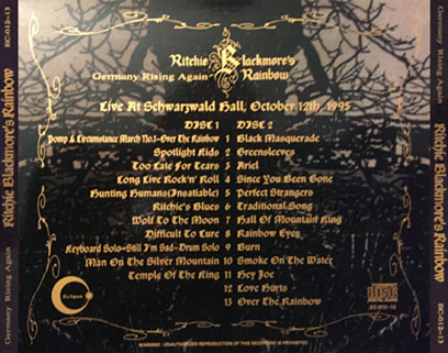 ritchie blackmore's rainbow 1995 10 12 appenweier germany rising again back