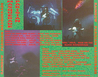 ritchie blackmore's rainbow 1995 10 17 rotterdam cd parisian masquerade back