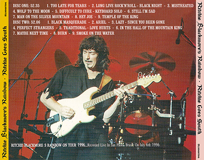 
ritchie blackmore's rainbow 1996 07 06 sao paulo cd ritchie goes south tray