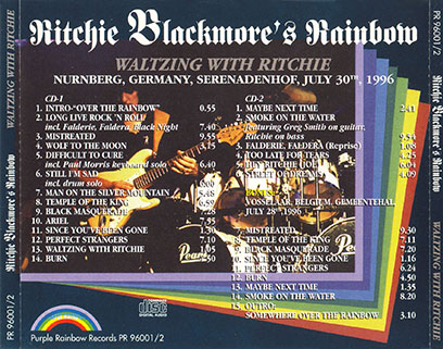 ritchie blackmore's rainbow 1996 07 30 nurnberg cd waltzing with ritchie tray