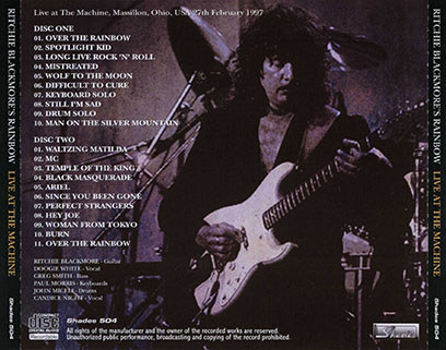 ritchie blackmore's rainbow 1997 02 27 live at the machine massillon ohio tray out