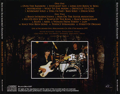 ritchie blackmore's rainbow 1997 03 17 cd hollywood 1997 1st night tray out