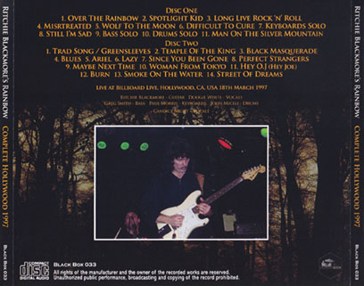 
ritchie blackmore's rainbow 1997 03 18 cd complete hollywood 1997 bb033 tray