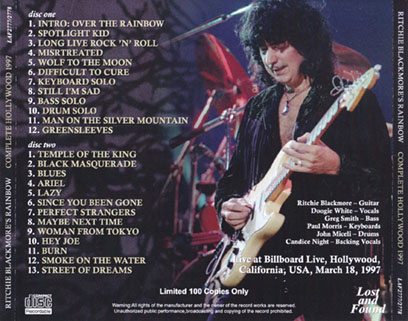 
ritchie blackmore's rainbow 1997 03 18 cd complete hollywood 1997 laf tray