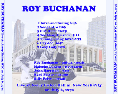 roy buchanan live at avery fisher on july 6, 1974 tray