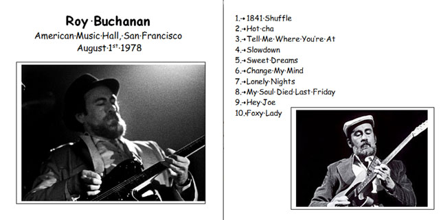 roy buchanan american music hall san francisco august 1st 1978 cover out
