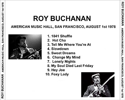 roy buchanan american music hall san francisco august 1st 1978 tray
