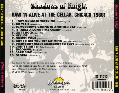 shadows of knight cd at cellar tray