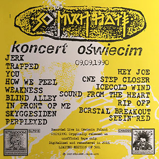 so much hate koncert oswiecim yellow vinyl back cover
