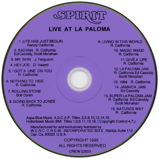 spirit cd live at la paloma label