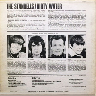 standells lp dirty water sparton mono back cover