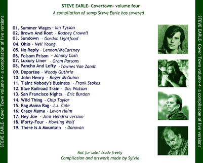 steve earle cdr cover town volume 4 tray