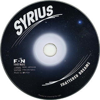Syrius Anno Live CD 3 Shattered Dreams label CD