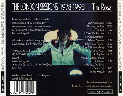 tim rose cd london sessions trayout