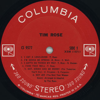 tim rose lp tim rose columbia cs 9577 label 1