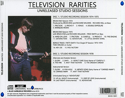 Tom Verlaine CD Television Rarities tray out