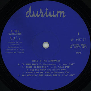 wess and the airedales lp durium 6017 spain 1971 label1